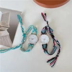 Jam Tangan Kuarsa Wanita Wajah Senyum Bulat Boho Kanvas Tali Tenun Jam Tangan Fashion - Image 5
