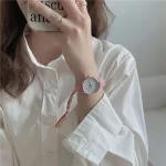 Jam Tangan Kuarsa Wanita Wajah Senyum Bulat Boho Kanvas Tali Tenun Jam Tangan Fashion - Image 4